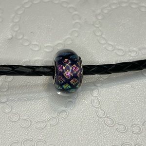 Chamilia Purple Checker Iridescent Murano Glass Charm